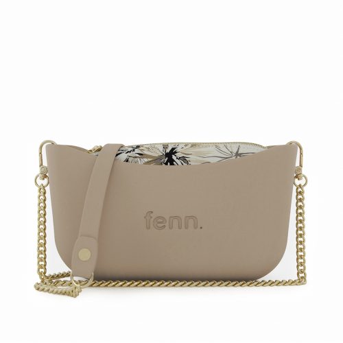 Classic Collection -Stone-Pattern Inner-Gold Zip-Stone/Gold Chain