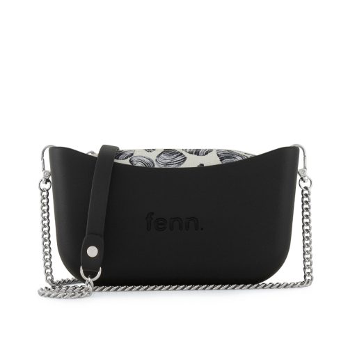 Classic Collection –Black-Pattern Inner -Siver Zip- Chain Strap