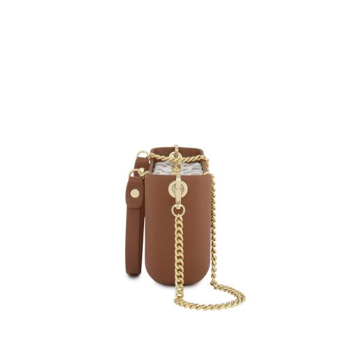 Alternative view of Classic Collection – Tan– Pattern Inner– Gold Zip – Chain Strap