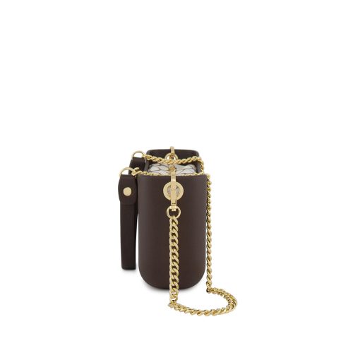 Classic Collection – Chocolate-Pattern Inner-Gold Zip-Chain Handle - Image 3