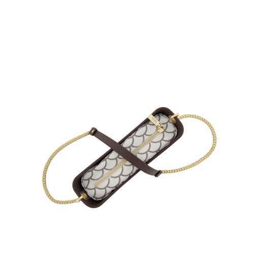 Classic Collection – Chocolate-Pattern Inner-Gold Zip-Chain Handle - Image 4