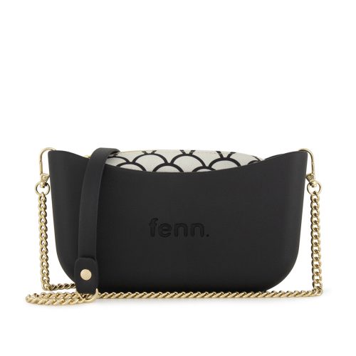 Classic Collection –Black-Pattern Inner -Gold Zip- Chain Strap