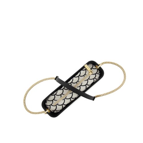 Classic Collection –Black-Pattern Inner -Gold Zip- Chain Strap - Image 4