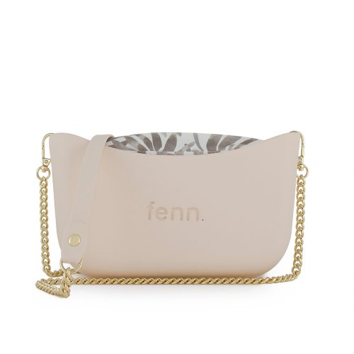 Classic Collection - Nude - Pattern Inner - Gold Zip - Nude/ Gold Chain Handle