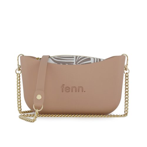 Classic Collection - Mocha - Pattern Inner - Gold Zip - Mocha/ Gold Chain Handle