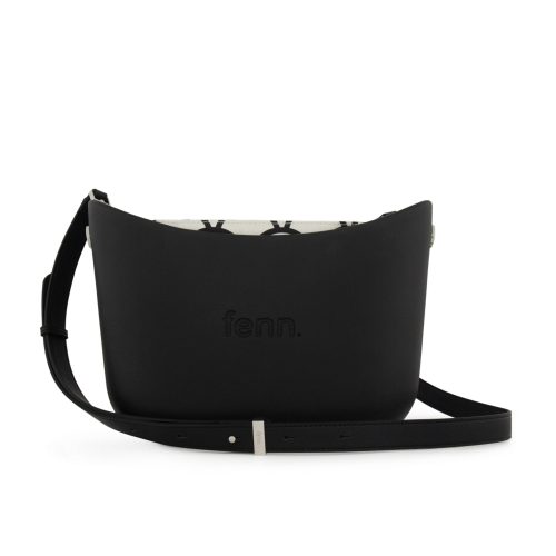 Messenger Bag-Black-Pattern Inner-Silver Zip-Adjustable Faux Leather Strap