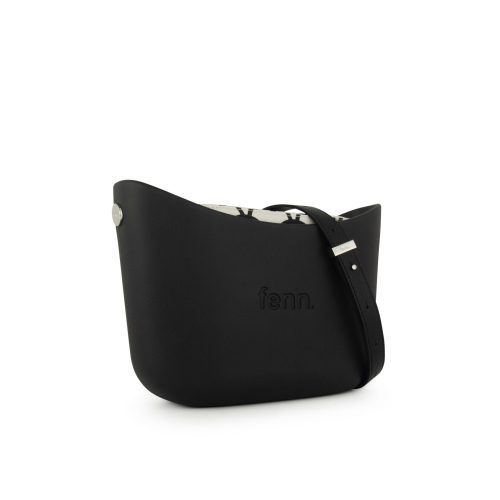 Messenger Bag-Black-Pattern Inner-Silver Zip-Adjustable Faux Leather Strap - Image 3