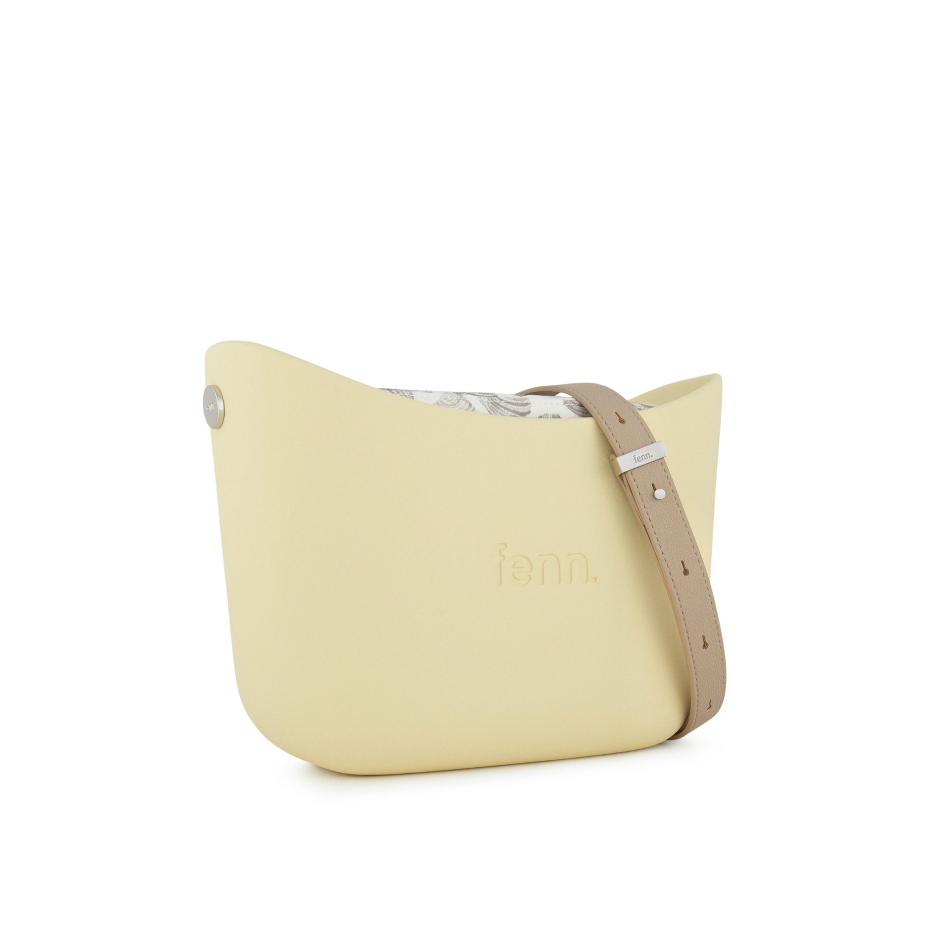 Messenger Bag-Butter Yellow -Pattern Inner-Silver Zip-Adjustable Faux Leather Strap - Image 2