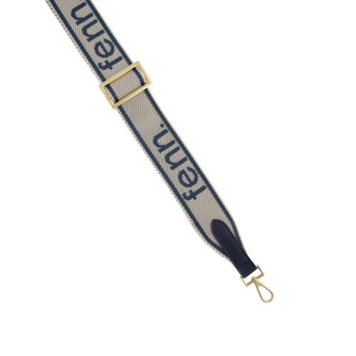messenger strap-navy/bone gold trim - Image 5