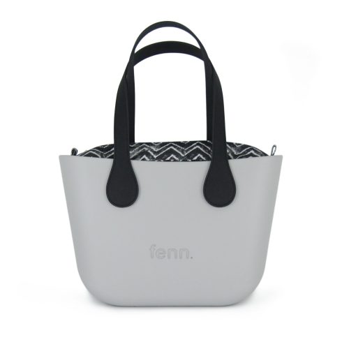 Petite - Grey - Pattern Inner - Silver Zip - Black Flat Handle