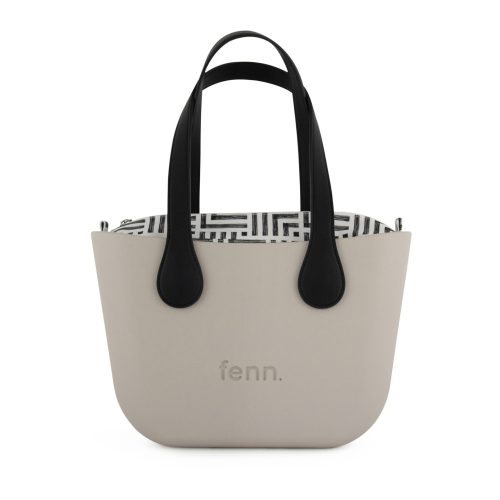 Petite - Mushroom - Pattern Inner - Silver Zip - Black Flat Handle