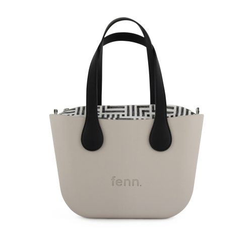 Petite - Mushroom - Pattern Inner - Silver Zip - Black Flat Handle