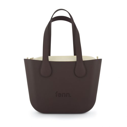 Petite -Chocolate-Beige Inner -Gold Zip -Choc Flat Handles