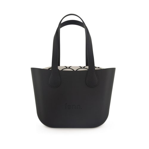 Petite -Black-Pattern Inner-Silver Zip-Black Flat Handles