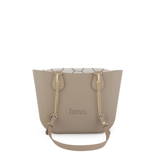 Petite- Stone-Pattern Inner-Gold Zip-Light Stone/Gold Chain