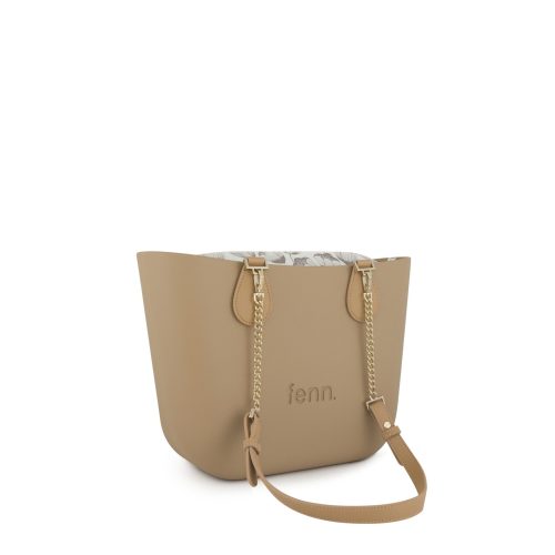 Alternative view of Petite -Camel-	Pattern Inner-Gold Zip-Light Tan/Gold Chain Handles