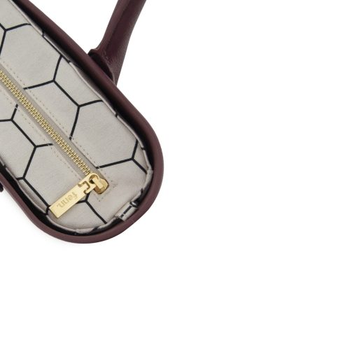 Petite- Purple-Pattern Inner-Gold Zip- Purple Round Handles - Image 3