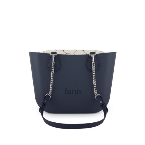 Petite -NAVY-Pattern Inner-SILVER Zip-NAVY/SILVER CHAIN