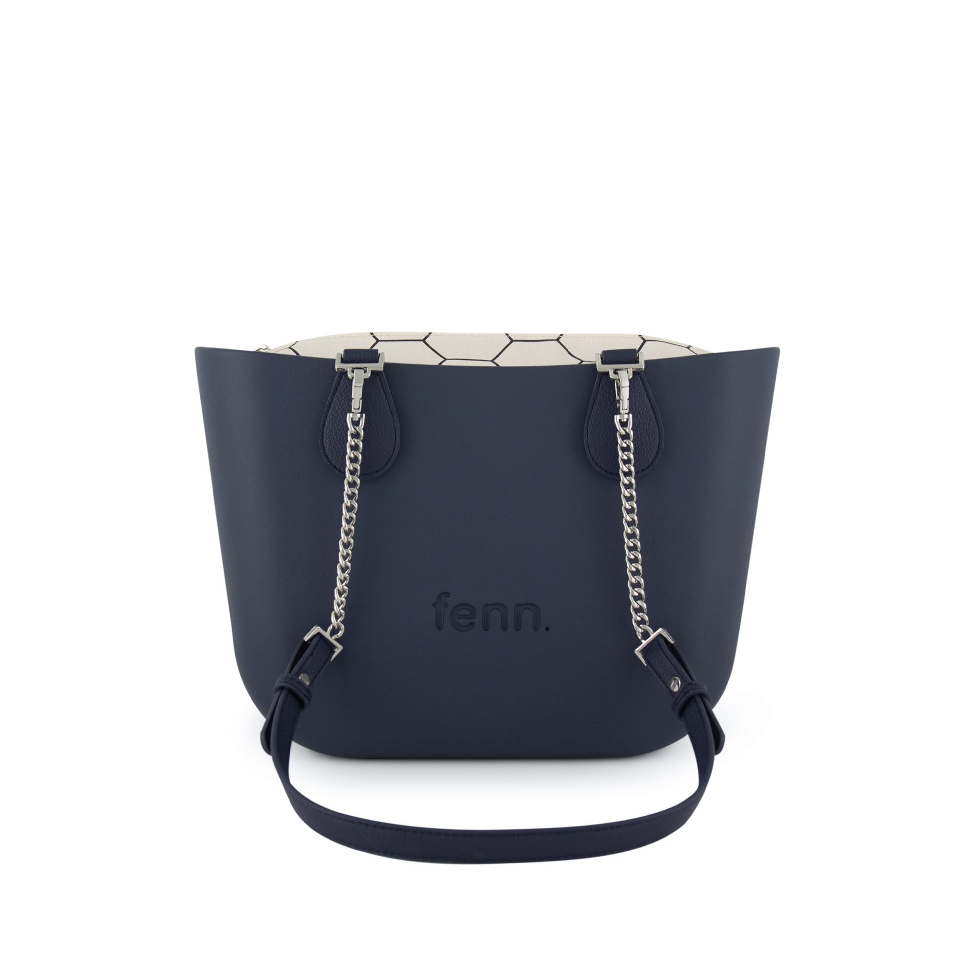 Petite -NAVY-Pattern Inner-SILVER Zip-NAVY/SILVER CHAIN