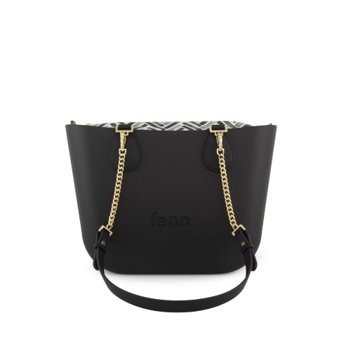Petite -Black -Black-Pattern Inner-Gold Zip-Black/Gold Chain