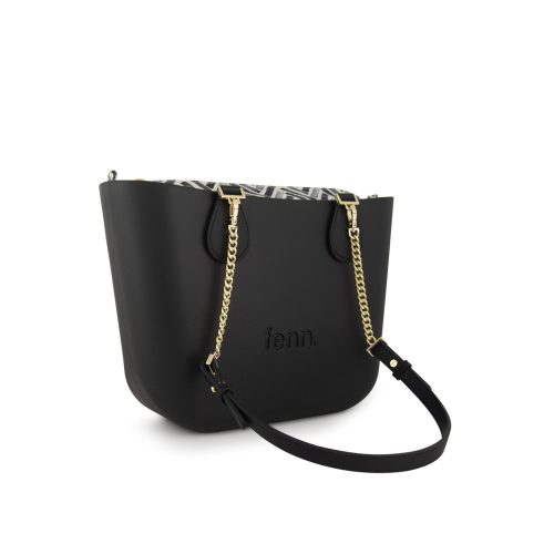 Alternative view of Petite -Black -Black-Pattern Inner-Gold Zip-Black/Gold Chain