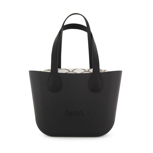 Petite- Black-Pattern Inner-	Gold Zip-Black Flat Handle