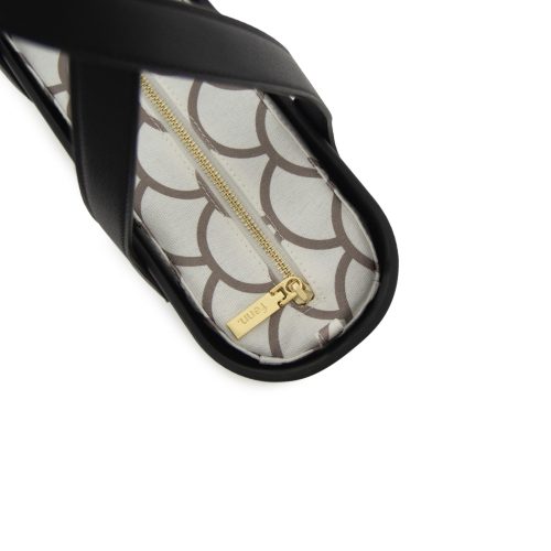 Petite- Black-Pattern Inner-	Gold Zip-Black Flat Handle - Image 3
