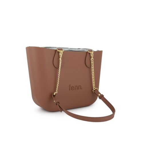 Alternative view of Petite -TAN-Pattern Inner- Gold Zip-Tan/Gold Chain