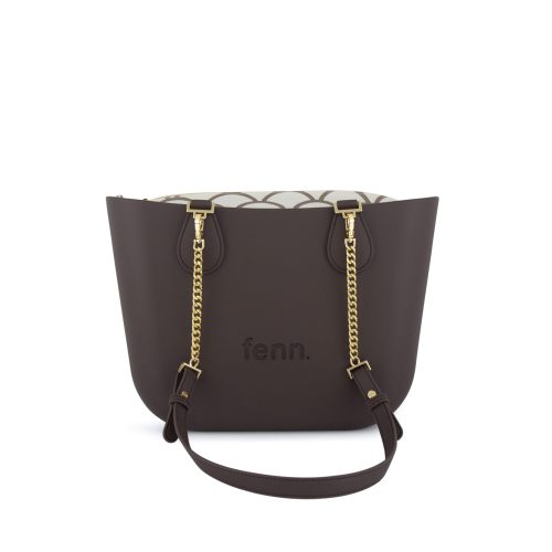 Petite -Chocolate-Pattern Inner-Gold Zip-Chocolate/Gold Chain