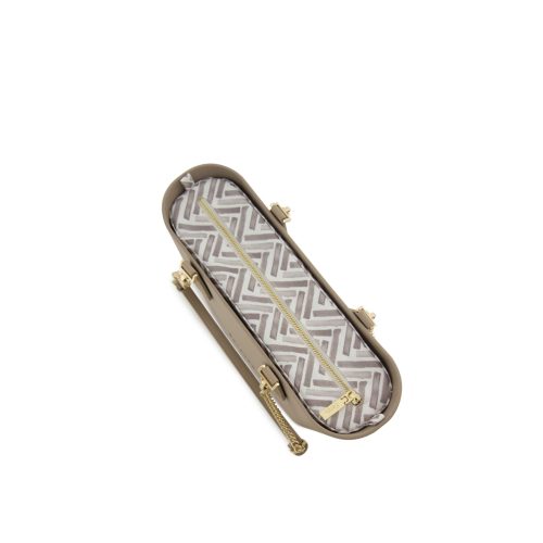 Petite -Stone-Pattern Inner-Gold Zip-Light Stone/Gold Chain - Image 5