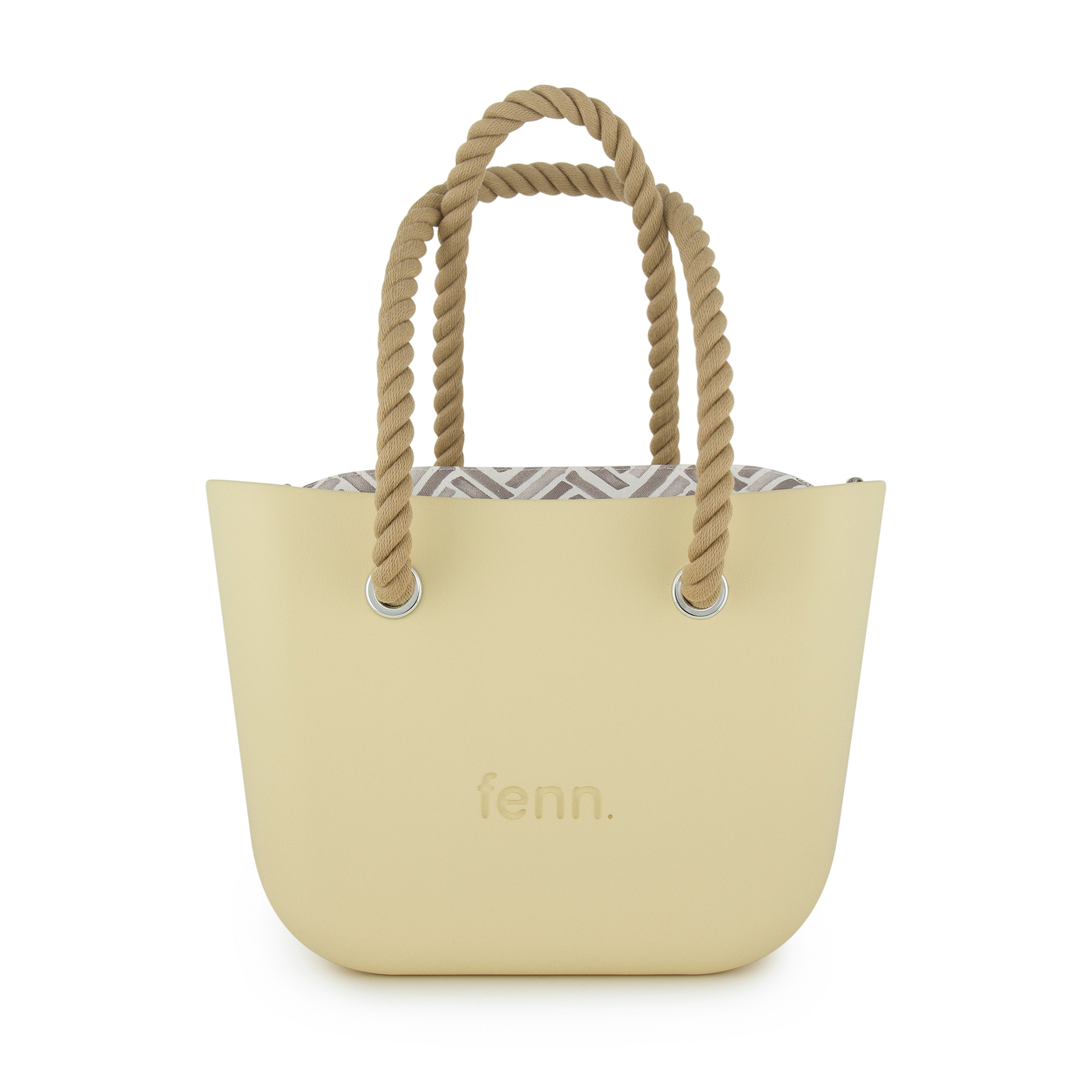 Petite Collection – Butter Yellow-Pattern Inner-Silver Zip-Beige Rope