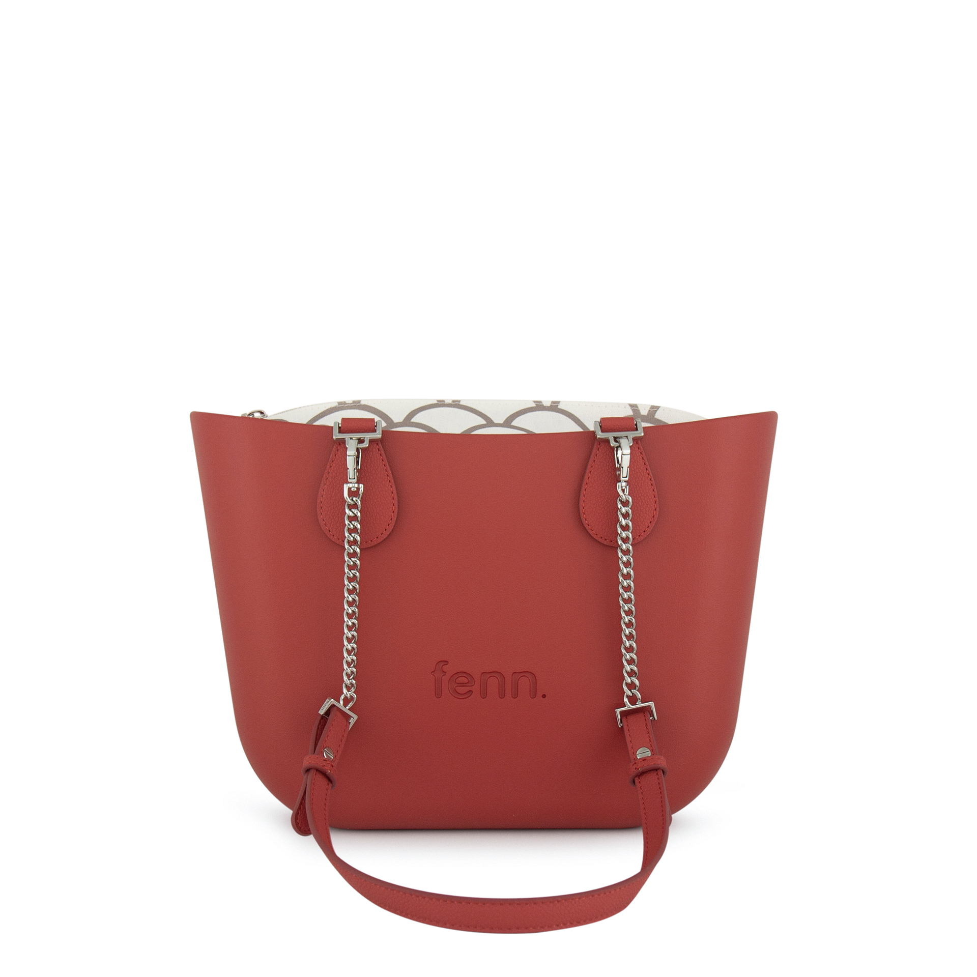 Petite Collection-Red -Pattern Inner-Silver Zip-Red/Silver Chain