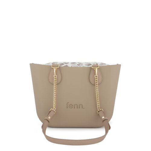 Petite Collection-Stone-Pattern Inner-Gold Zip-Light Stone/Gold Chain