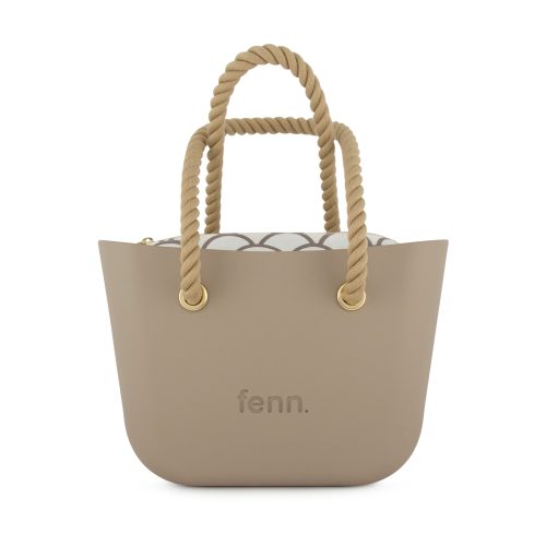 Petite Collection–Stone-Pattern Inner-Gold Zip-Beige Rope