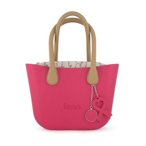 Petite- Pink-Pattern Inner-Silver Zip- Light Tan Round Handles