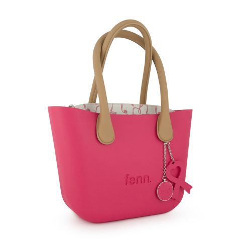 Alternative view of Petite- Pink-Pattern Inner-Silver Zip- Light Tan Round Handles
