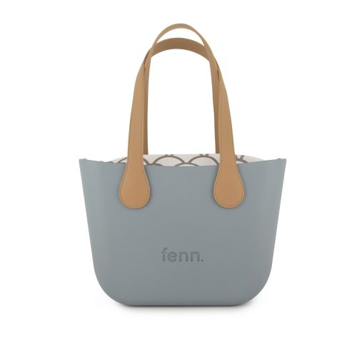 Petite-Blue Haze-Pattern Inner-Silver Zip-Light Tan Flat Handle