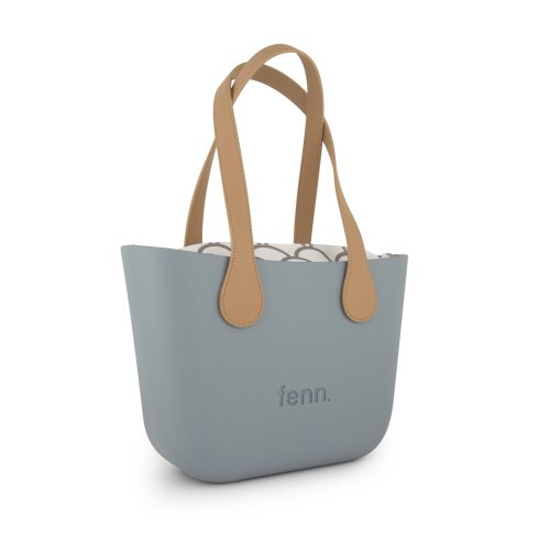Alternative view of Petite-Blue Haze-Pattern Inner-Silver Zip-Light Tan Flat Handle