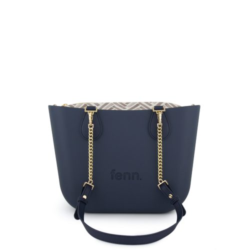 Petite -Navy Pattern Inner-Gold Zip-Navy/Gold Chain