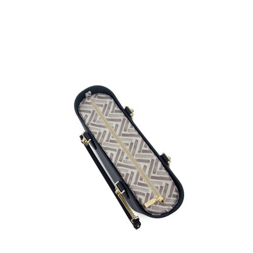 Alternative view of Petite -Navy Pattern Inner-Gold Zip-Navy/Gold Chain