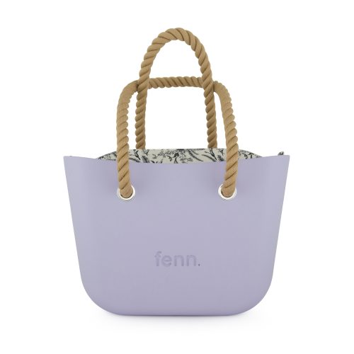 Petite – Lilac– Pattern Inner – Silver Zip – Beige Rope Handle