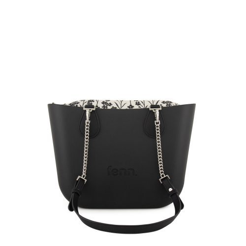 Petite -Black -Pattern Inner-Silver  Zip-Black/ Silver Chain