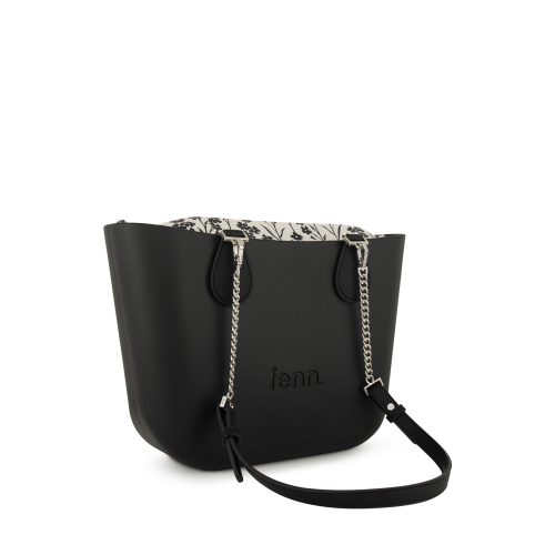 Petite -Black -Pattern Inner-Silver  Zip-Black/ Silver Chain - Image 5