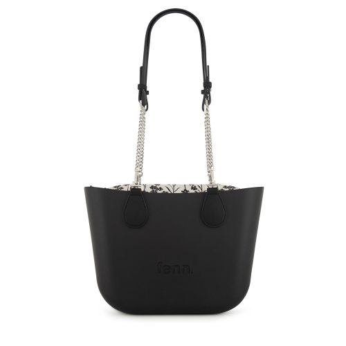 Petite -Black -Pattern Inner-Silver  Zip-Black/ Silver Chain - Image 3