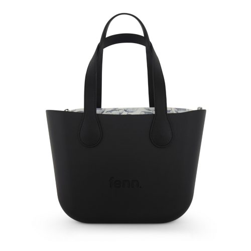 Petite-Black-Pattern Inner-Silver Zip-Black Flat Handle