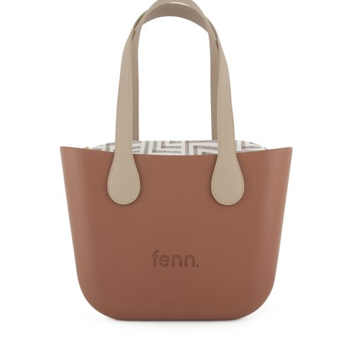 Petite - Tan - Pattern Inner - Gold Zip - Light Stone Flat Handle