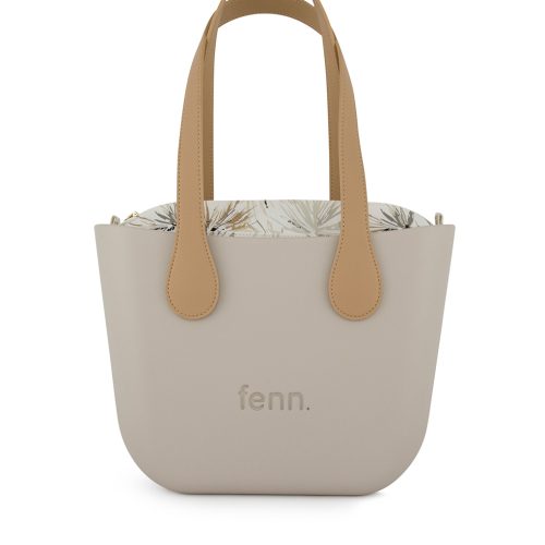 Petite - Mushroom - Pattern Inner - Gold Zip - Light Tan Flat Handle