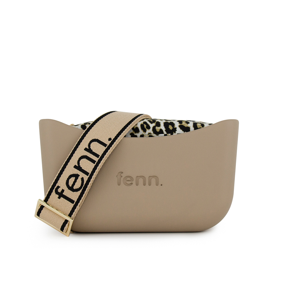 Classic Collection - Stone - Pattern Inner - Gold Zip - Adjustable Canvas Strap