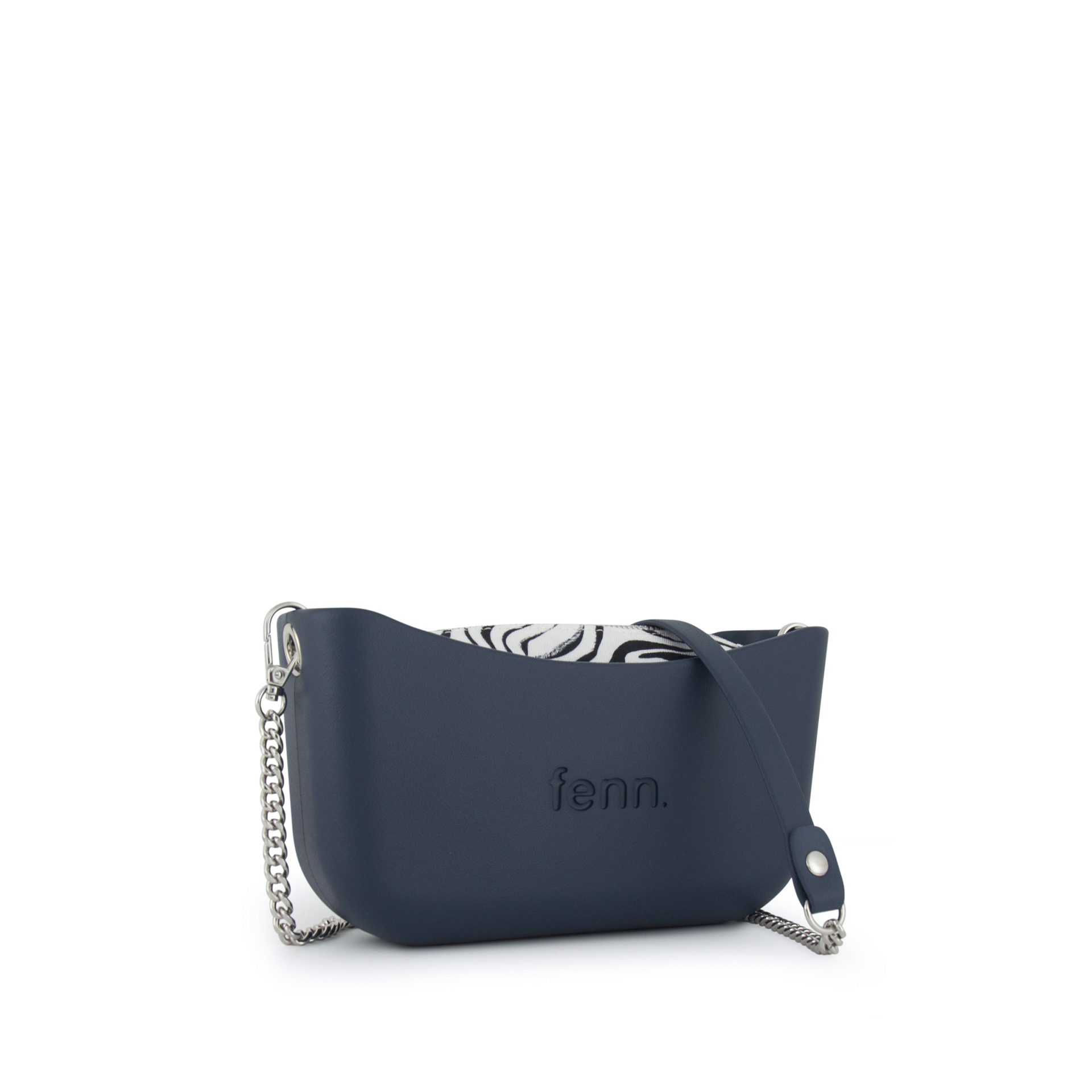Classic Collection - Navy - Pattern Inner - Silver Zip - Navy/ Silver Chain Handle - Image 2