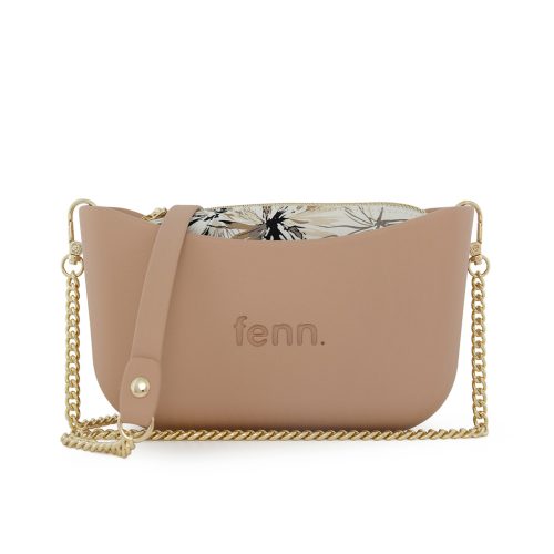 Classic Collection - Mocha (New Tan) - Pattern Inner - Gold Zip - Mocha/ Gold Chain